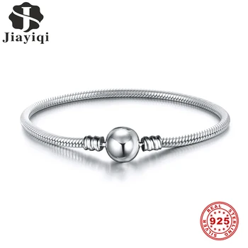 

Jiayiqi Round Buckle Snake Bone 925 Silver Bracelet Fit 925 Sterling Silver Women'S Bracelets Charms DIY 925 Silver Jewelry