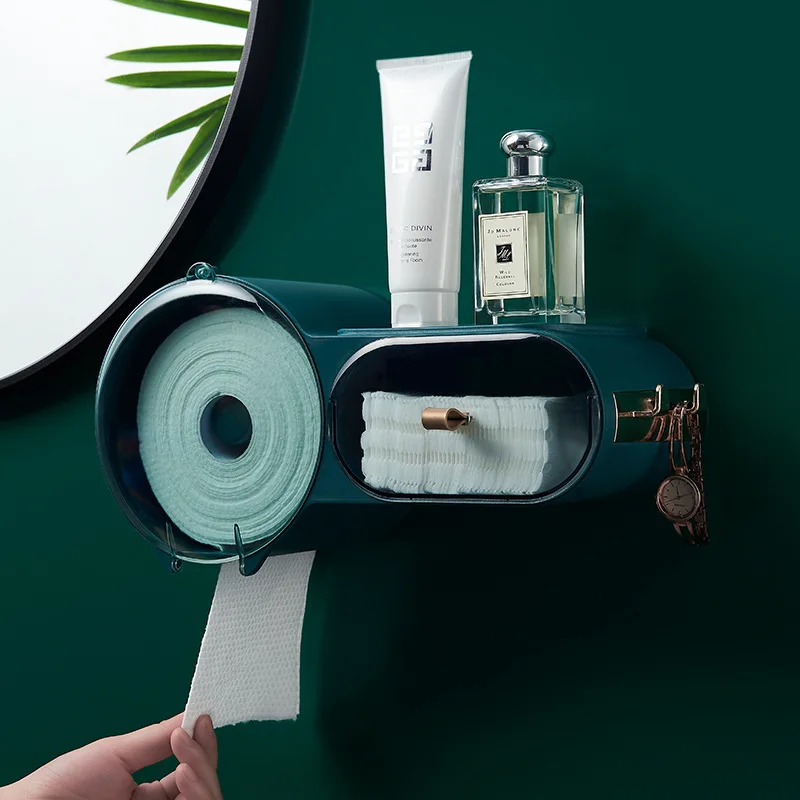 Wall Mount Toilet Roll Paper Tube Holder Shelf Storage Organizer Tissue