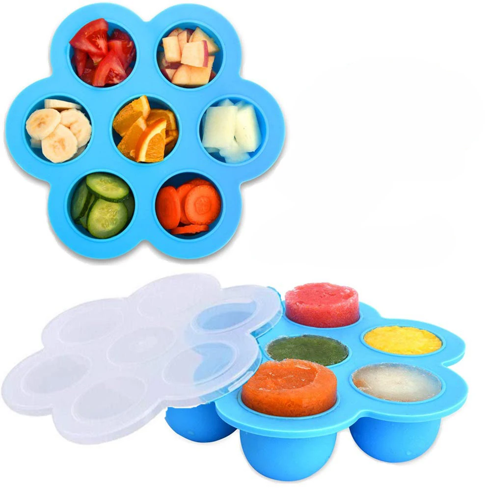 

7-Hole Silicone Egg Bites Molds Reusable Baby Food Storage Container Cake Mold for Instant Pot Freezer Tray Jelly Ice Cube
