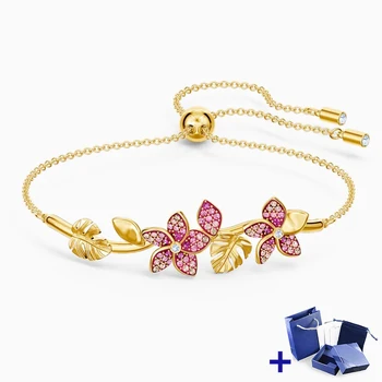 

Original SWA Bracelet with Original Engraving TROPICAL FLOWER BANGLE Woman Jewelry Gift Wedding Party Jewelry Free Shipping