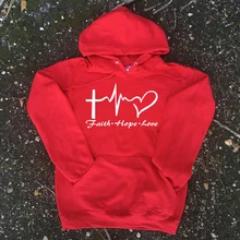 Одежда "кавай" для девочек вера, надежда печать "Love Letter" Женская одежда худи Faith Иисус Христос Готический пуловер Harajuku Прямая поставка