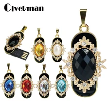 Pen Drive Gemstone Pendant USB2.0 Flash Drives 128GB Crystal Gem Necklace USB Memory Stick Disk 8GB 16GB 32GB 64GB Pendrive Gift