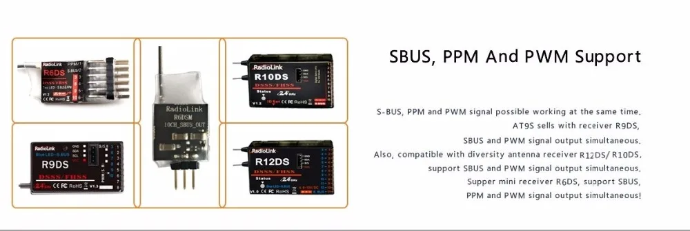 Radiolink AT9S Transmitter - Radio Remote Control System DSSS FHSS 2.4G 10CH Transmitter with R9DS Receiver for RC Helicopter FPV Drone Remote Controller 14 Radiolink AT9S Transmitter, RGDS, SBUS, PPM And PWM Signal Output Simultan