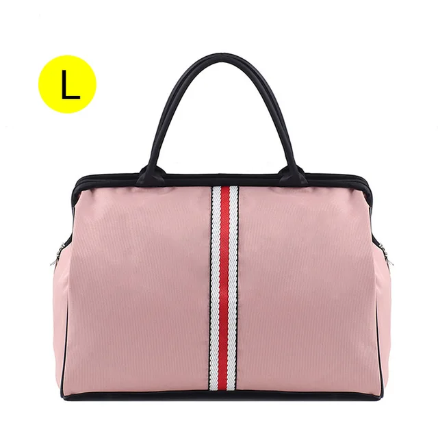 Women Overnight Weekend Fitness Bag Ladies Stripe Yaga Big Travel Bag Light Men Foldable Outdoor Bags Korean 2021 XA37WB Pink red L