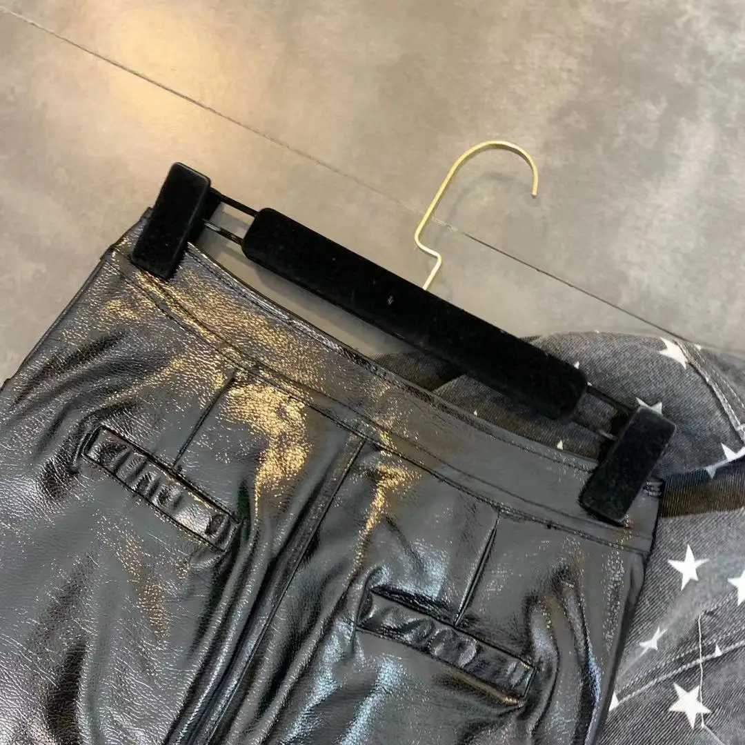autumn new bright PU bag hip skirt women