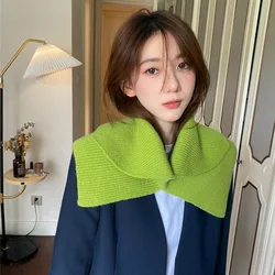Solid Color Knitted Detachable Collars Shawl for Women Winter Scarf Girls Knitted Fake False Collars Shoulder Wrap Scarves