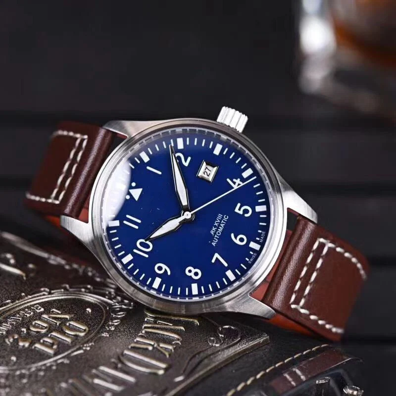 

Watch Men 40mm Pilot Military Miyota 8215 Automatic Sapphire Luminous male wristwatch Mechanical A8
