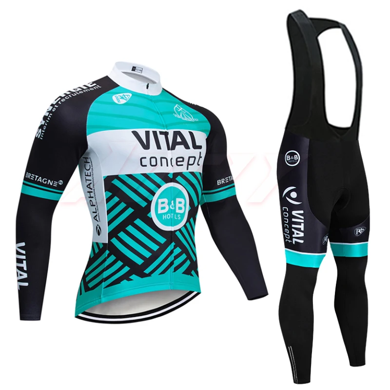 Новинка VITALcycling костюм команда Джерси нагрудники брюки набор Ropa Ciclismo мужская зимняя термальная pro велосипедная Куртка Синий Красный Майо Одежда - Цвет: Thin black suit