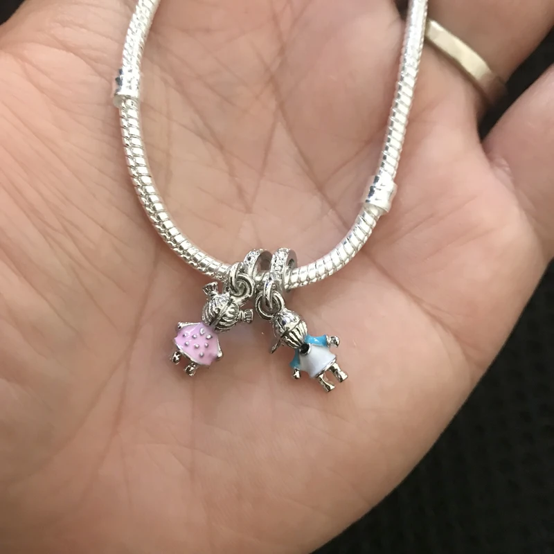 LMNZB Original Solid 925 Silver Bracelet with lovers Boy&Girl Charms 3MM Snake Bone Charm Bracelet For Women Gift Jewelry