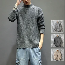 Autumn/winter 2019 new slim solid color stripe printed long-sleeve sweater loose large casual personality youth men's wear