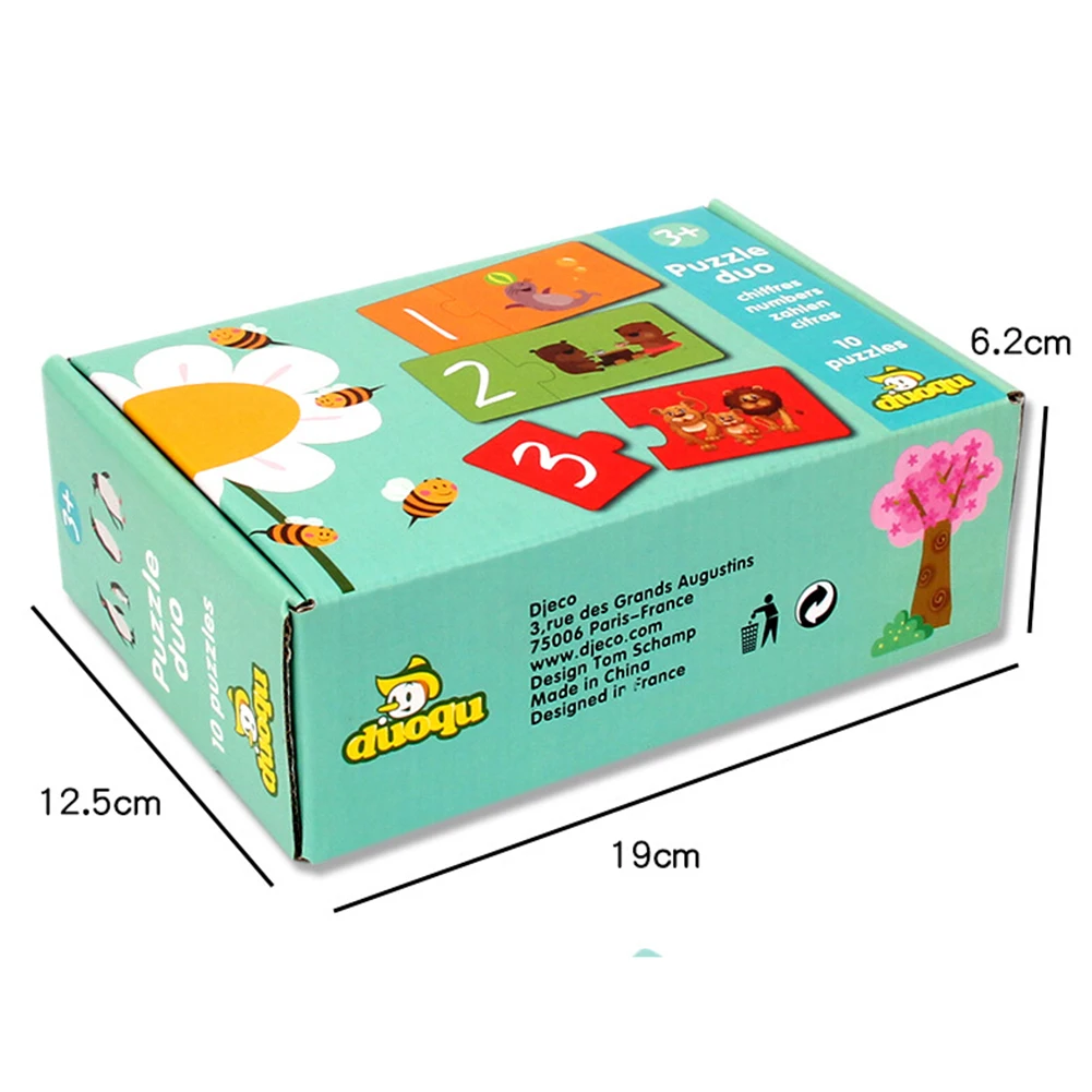  10pcs/Set Wooden Animal Number Matching Cards Kids Baby Learning Educational Montessori Toy Table G
