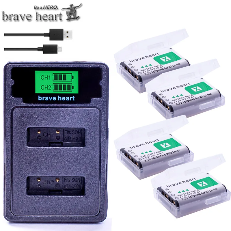 charger and 4battery NP BX1 акумуляторная батарея NP-BX1 Батарея+ type-c светодиодный Зарядное устройство для sony комплектующие фотоаппарата sony DSC RX1 RX100 AS100V M3 M2 HX300 HX400 HX50 HX60 GWP88 AS15 WX350 - Цвет: charger and 4battery