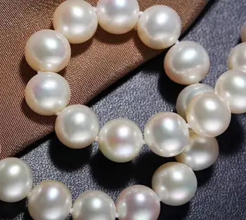 

Free Shipping Superb GENUINE 18"9-10mm natural South Sea White Pearl Necklace 925silver
