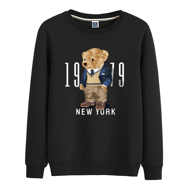 Creative Fashion Gentleman Teddy Bear Sweatshirt Autumn/Winter Thickening Plus-size Men and Women Hoodies Lovers Hoodie S-4XL as photo