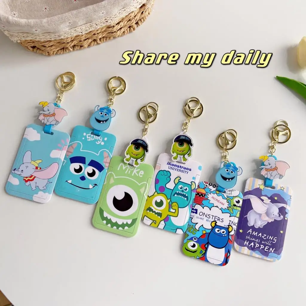Disney Monsters Inc Dumbo Sulley Cartoon Key Chain Cute Telescopic Pull