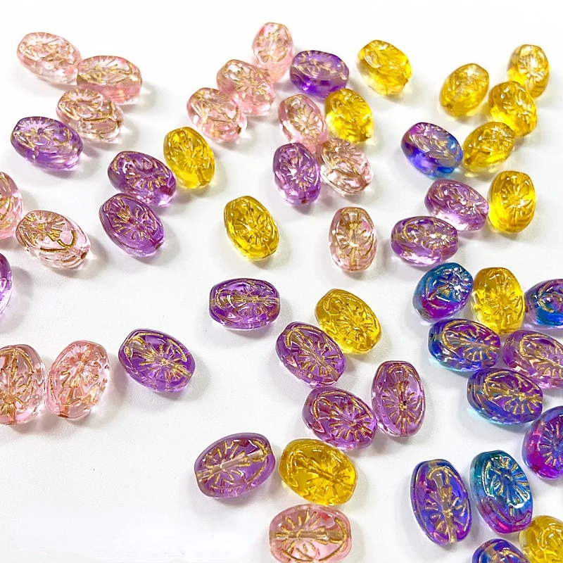 

Овальные бусины россыпью в стиле ретро с прямым отверстием из стекла для самостоятельного изготовления браслетов, ожерелий, ювелирных изделий