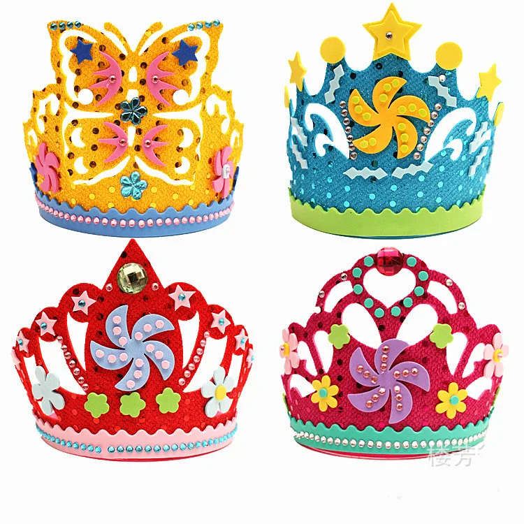 EVA пены бумажная корона с блестками цветы рисунком медведя из мультика детский