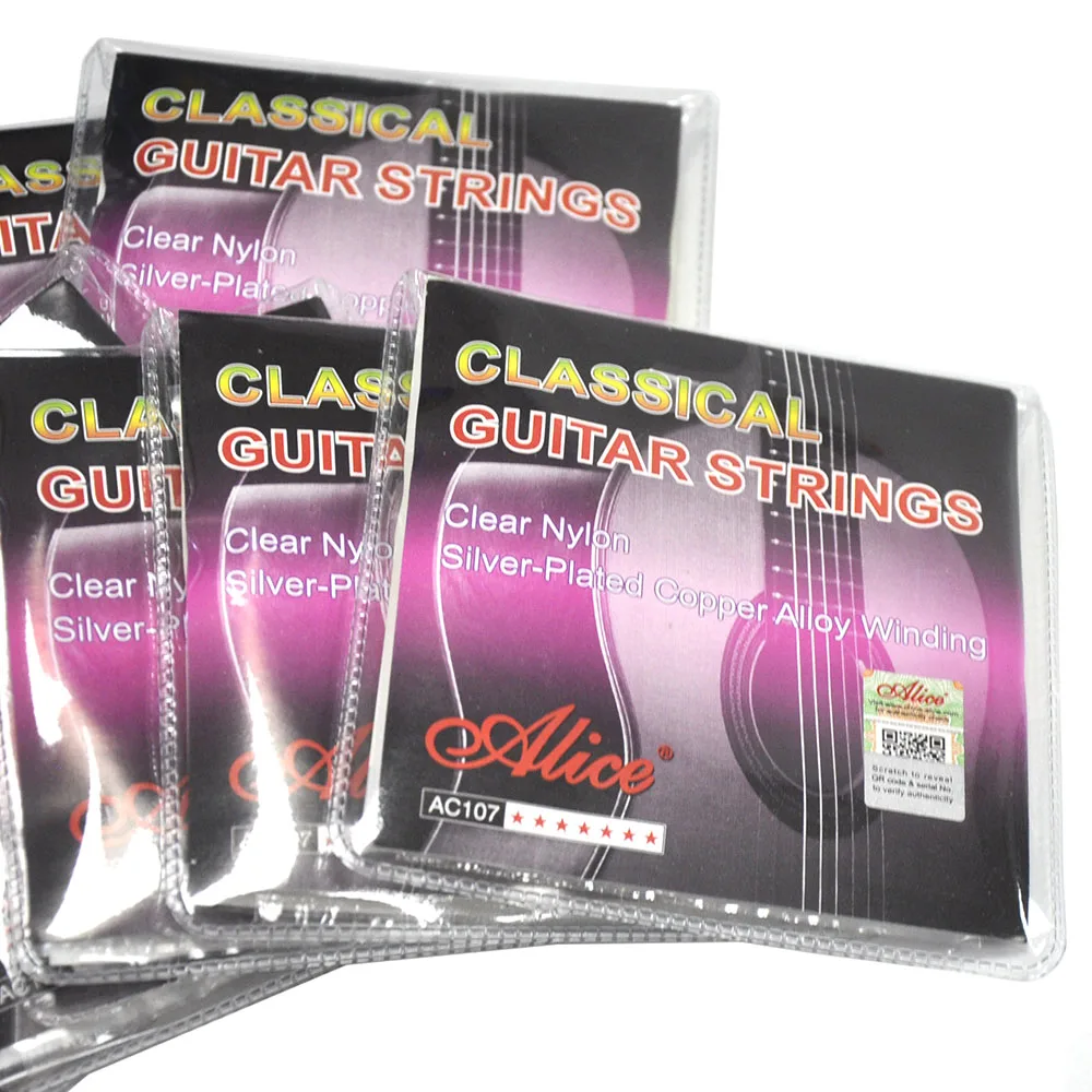 

5 Sets Alice AC107-N Classical Guitar Strings Normal Tension Clear Nylon Silver-plated Copper Alloy Winding