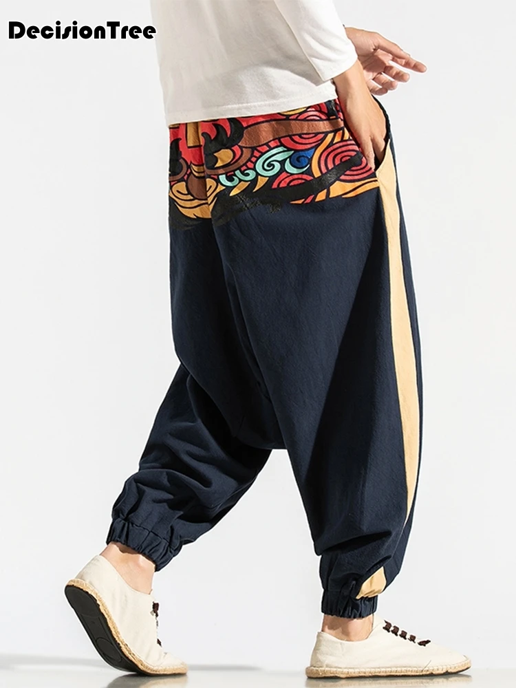 2021 Elastic Hemp Tai Kung Fu Bloomers Martial Arts Pants Loose Wushu
