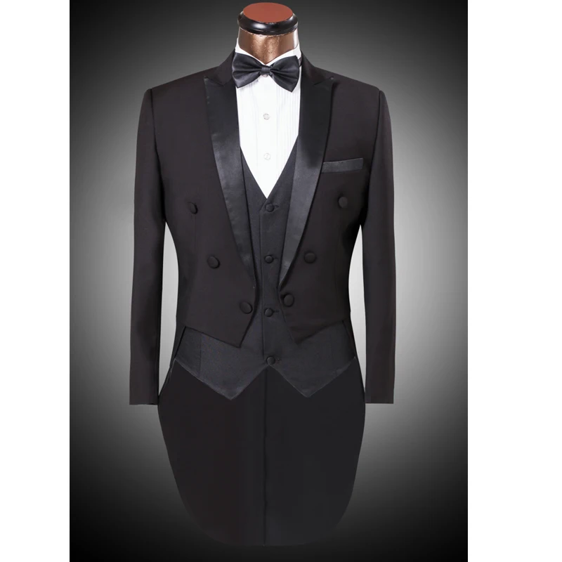 Men Classic Black White Slim Fit Lapel Tail Coat Tuxedo Wedding Groom Wear Stage Singer 4 Piece Suits Jacket Vest Pants XS-4XL Men Classic Black White Slim Fit Lapel Tail Coat Tuxedo Wedding Groom Wear Stage Singer 4 Piece Suits Jacket Vest Pants XS-4XL
