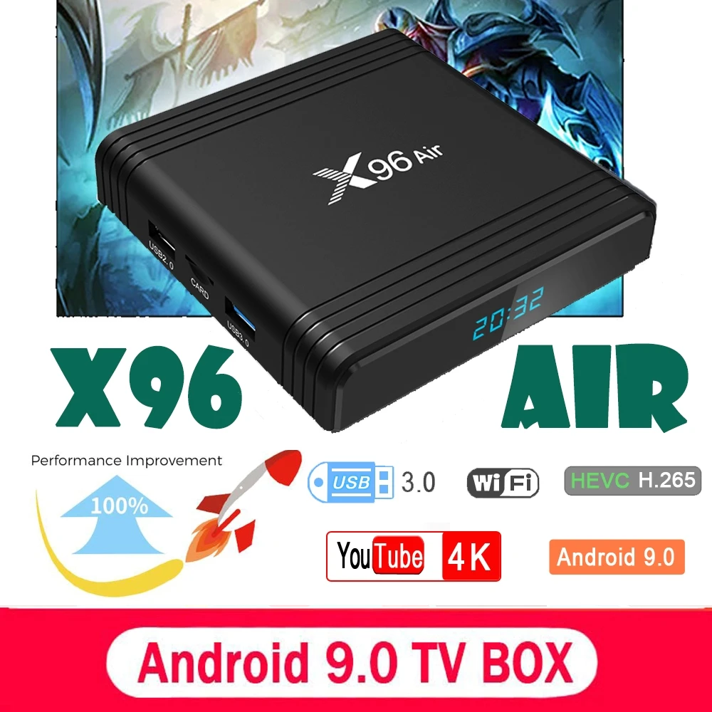 

X96Air Amlogic S905X3 Android 9.0 TV BOX 4K Android Box X96 Air Quad Core 2.4G&5G Wifi BT4.1 H.265 Support Youtube Netflix