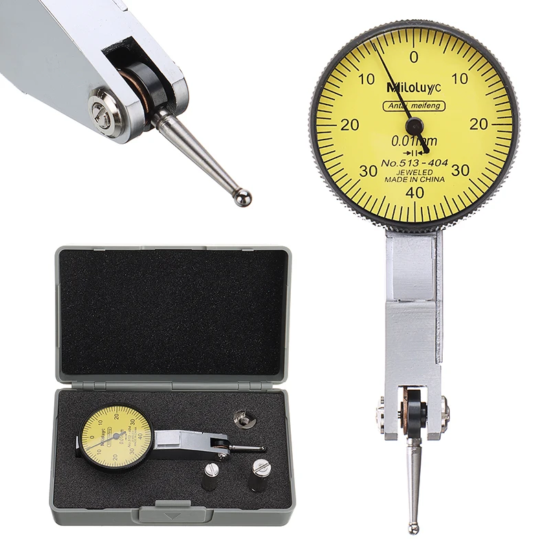 Yellow Dial Gauge Test Indicator Precision Metric Dovetail Rails 0-40-0 0.01mm 