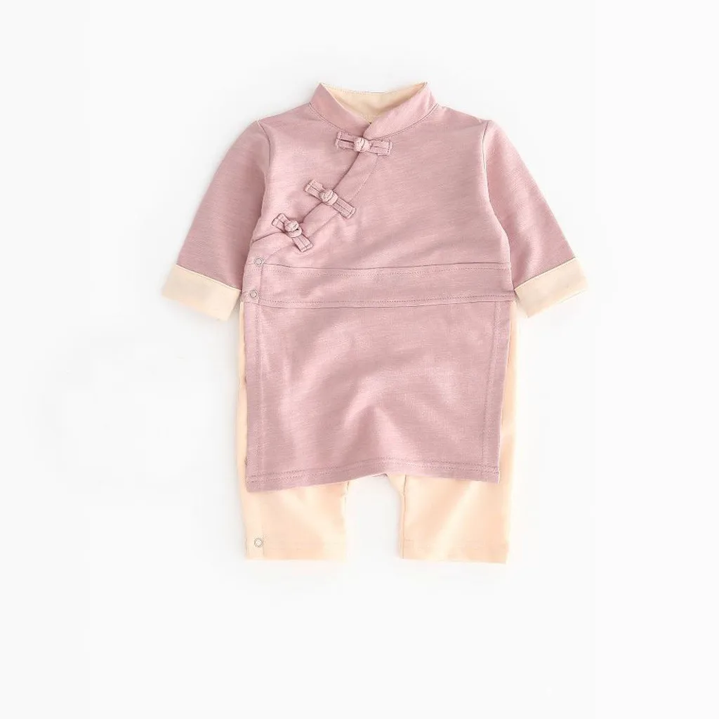 Hot Pink Осенние детские кимоно, комбинезоны для девочек и мальчиков, Японский китайский спортивный костюм, хлопковые однотонные винтажные комбинезоны для новорожденных - Цвет: Hot Pink
