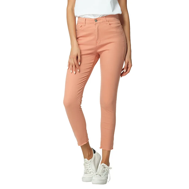 Orange Jeans for Women Mom High Waist Woman Elastic Slim Stretch Female Washed Denim Skinny Pencil Pants | Женская одежда