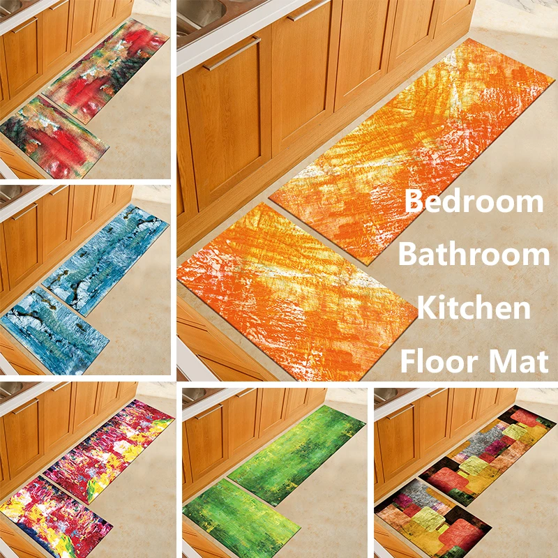 

Oil Painting Style Kitchen Mat 3D Printed Soft Absorbent Non-slip Carpet Can Be Machine Washed Use For Corridors Bedroom