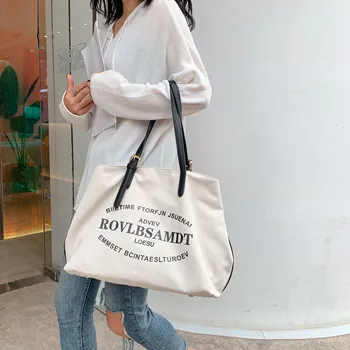 

Women 2019 Designer Handbags large Capacity Canvas Shoulder Bags For Lady Travel Letter Hand Bag Female Quality Tote