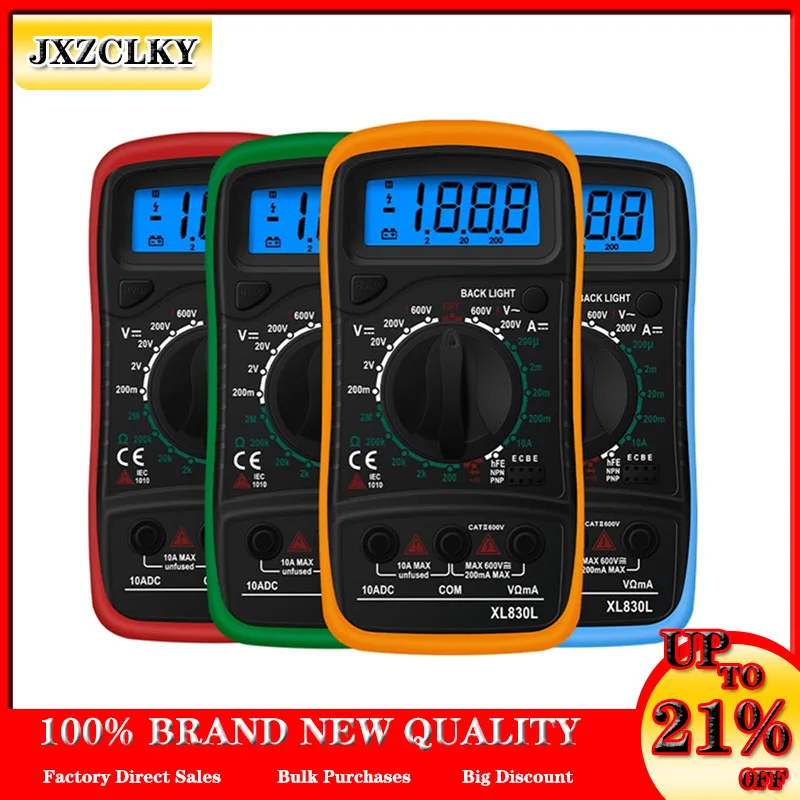 XL830L Digital Multimeter LCD Backlight Portable AC/DC Ammeter Voltmeter Ohm Voltage Tester Meter Multimetro Handheld | Инструменты