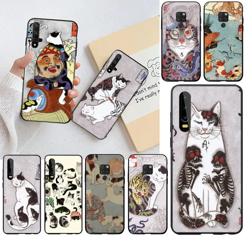 Чехол для телефона KPUSAGRT japan Tattoo Cats Huawei P40 P30 P20 lite Pro Mate 30 20 P Smart 2019 | Мобильные