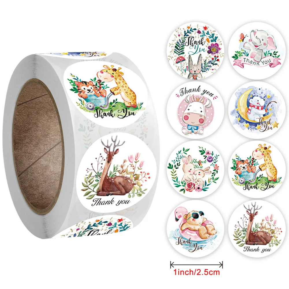 100-500pcs Cartoon Animals Cat Dog Stickers Labels Reward Sticker School Teacher Kids Smiley Stationery Gift Thank You Sticker