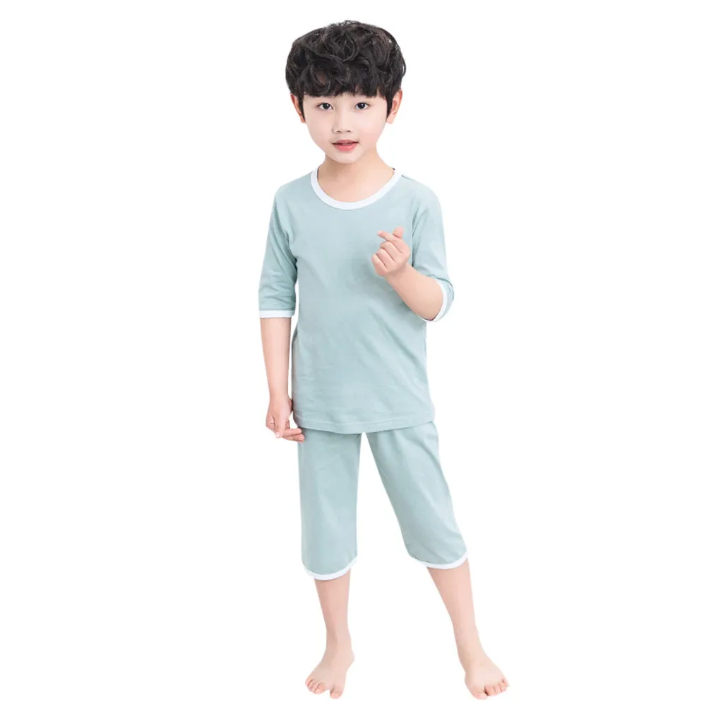 Baby Kids Teens Children Solid Pajamas Homewear Soft Outfits spring Autumn Baby Girls Clothes Pajamas Sets #C