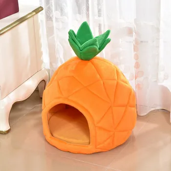 

Pet household items Creative Kennel Cat Nests Teddy Dog Fruit Pineapple Cotton Bed Warm Pet Products Foldable Dog House New