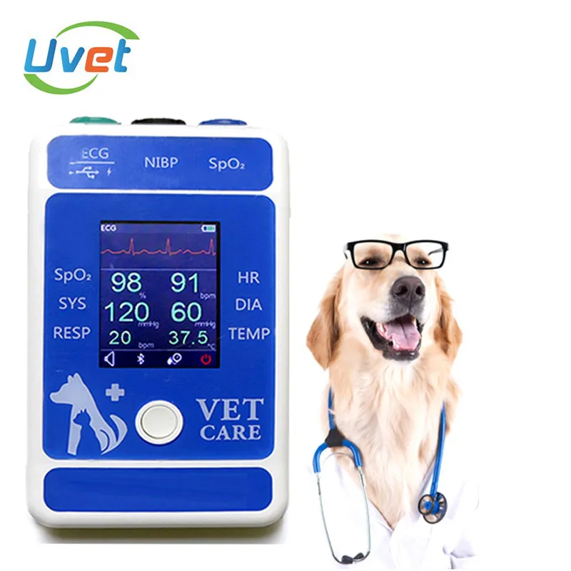 

Uvet Animal Hospital Medical ECG Temperature SPO2 Bluetooth Veterinary Equipment Animal Handheld Patient Monitor pluse oximeter