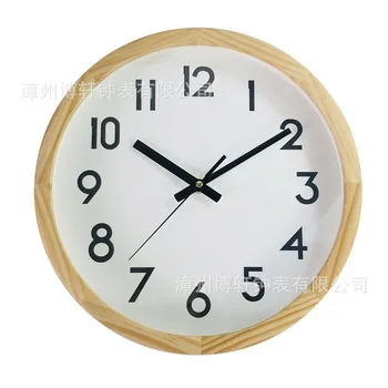 

12-Inch Solid Wood Hanging Clock Mute Living Room Wood Border Clock Quartz Watch Japanese Creative Pocket Watch CLOCK Brief