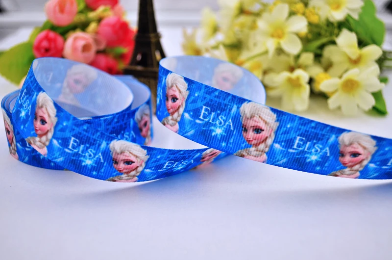 7/8 ''(22 мм) вечерние атласные ленты с принтом принцессы сестры, 10 ярдов, X-00216