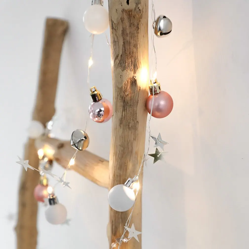 New Silver Copper Wire White Christmas Ball Bells String Lights Led String Christmas Wedding Outdoor Decoration Belt