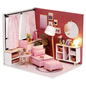 

Doll House Wooden Furniture Diy House Miniature Box Puzzle Assemble 3D Miniaturas Dollhouse Kits Toys For Children Birthday Gift