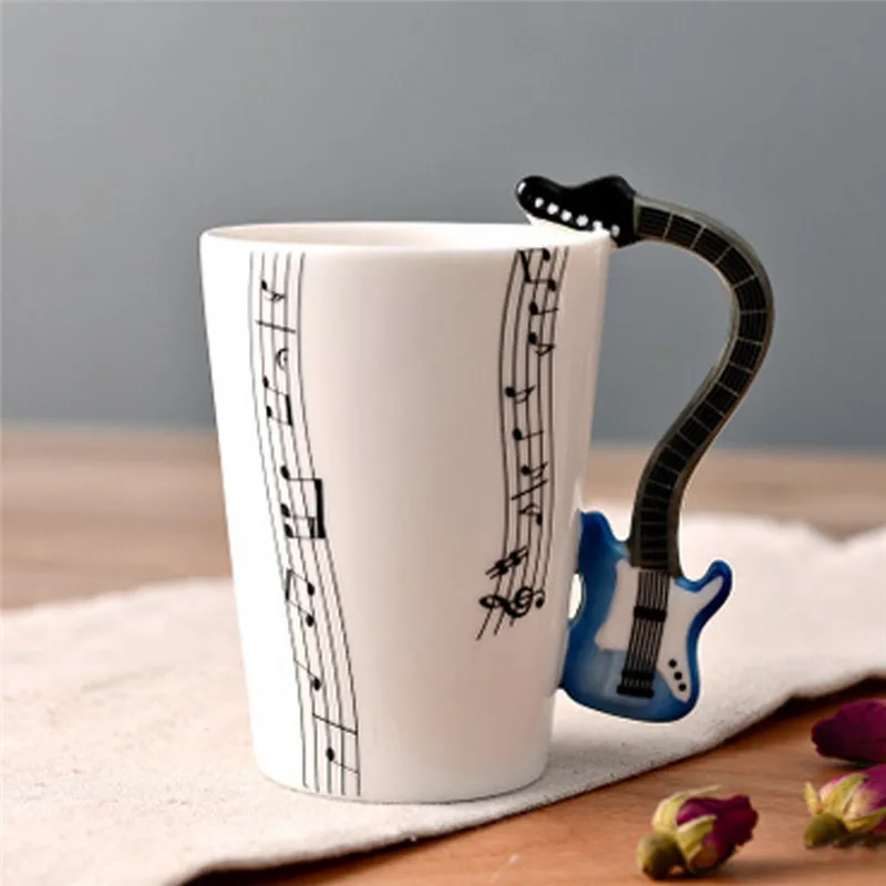 Гитара, керамическая чашка, персональная Музыкальная нота, Молочный Сок, лимон, кружка, кофе, чай, чашка для дома, офиса, посуда для напитков, уникальный подарок