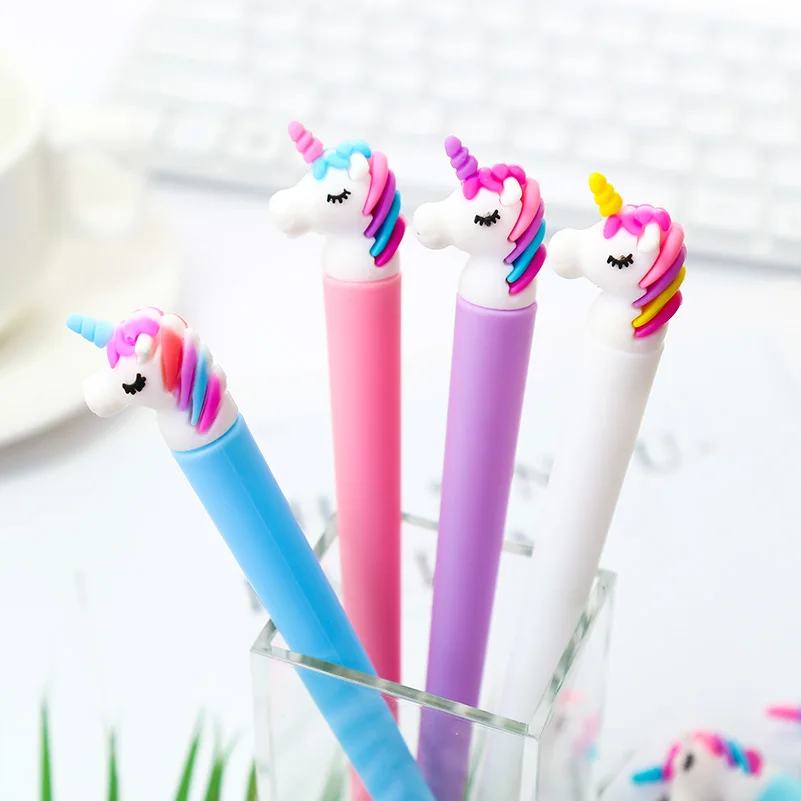 Unicorn3 random 1pc Корейская кавайная гелевая ручка в виде фламинго Единорог пчела кошка лапа КИТ растительный милый Kawai канцелярские принадлежности школьная вещь материал комплект аксессуар Bts - Цвет: Unicorn3 random 1pc