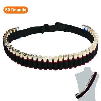 

Tactical 50 Rounds Gun Shell Bandolier Belt 12/20 Gauge Ammo Holder Military Gun Cartridge Belt Airsoft Hunting Accessary