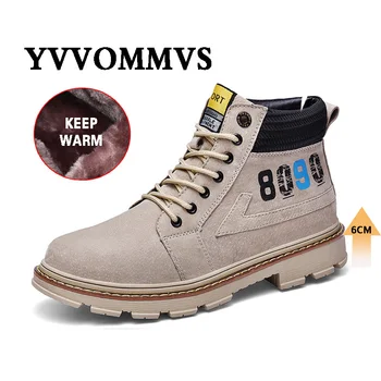 

New autumn and winter men's boots lace-up Increased within 6cm wear-resisting skid resistance casual shoes