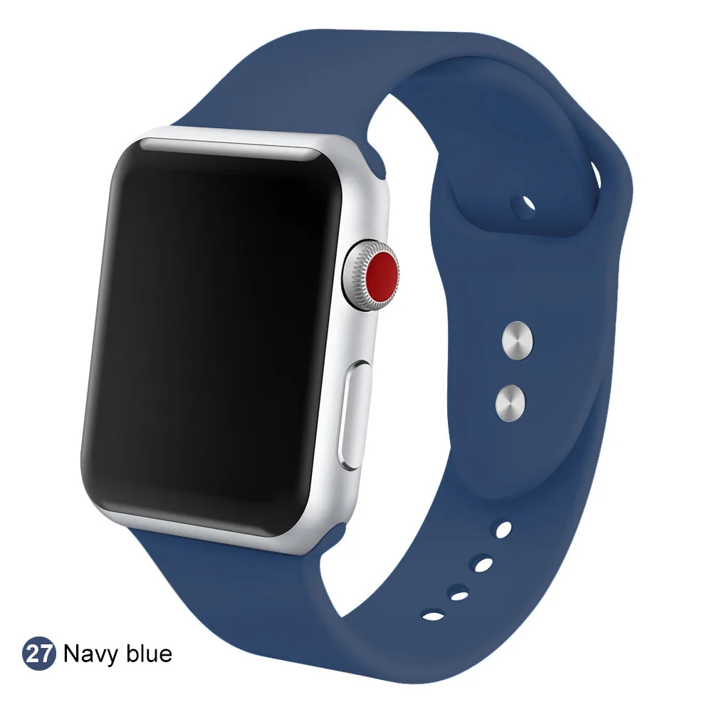 Navy blue Мягкий силиконовый сменный спортивный ремешок для 38 мм Apple Watch Series1 2 3 4 5 42 мм ремешок для наручных браслетов для iWatch Sports Edition - Цвет ремешка: Navy blue