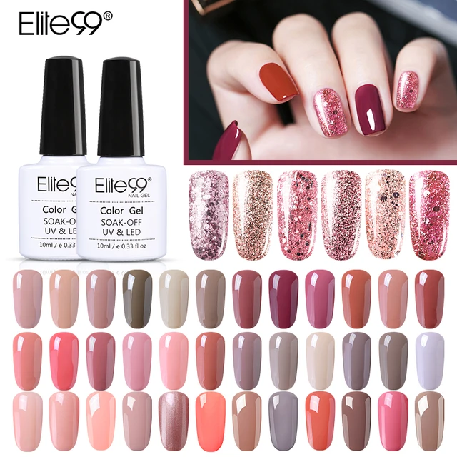 Elite99 Rose Gold Gel Polish 10ml Nude Glitter Nagellack Holographische Rose Gold Pailletten Nagel Gel Tränken Weg Nagel kunst UV Gel