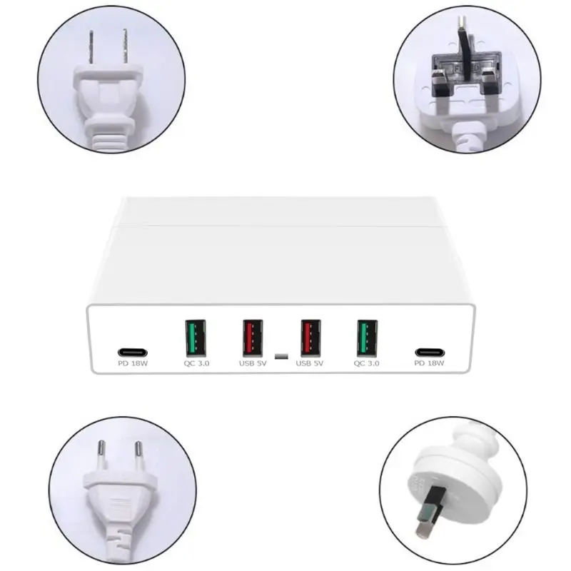 72 Вт QC3.0 Быстрая зарядка 3,0 4x USB Dual USB C type-C PD быстрая зарядная станция концентратор