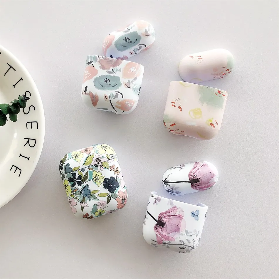 Чехол для Apple AirPods с милым цветком, чехол для наушников s, чехол для Apple Air Pods 2 с полным покрытием, жесткий чехол из поликарбоната