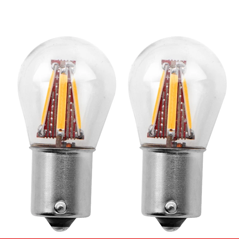 1 шт. BA15S P21W Светодиодные лампы bay15d автомобильные лампы 1156 1157 P21/5 W COB S25 тормозной Фары заднего хода поворотов парковки авто лампа белый цвет красный, желтый - Цвет: yellow