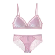 Треугольная чашка, беспроводной бархатный бюстгальтер с кружевным бюстгальтером, комплект нижнего белья со съемными мягкими чашечками, сексуальное женское белье, бюстгальтер без косточек, нижнее белье